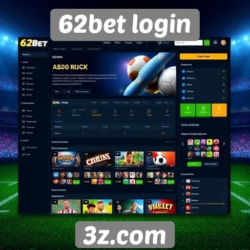 Análise da interface de usuário do 62bet login